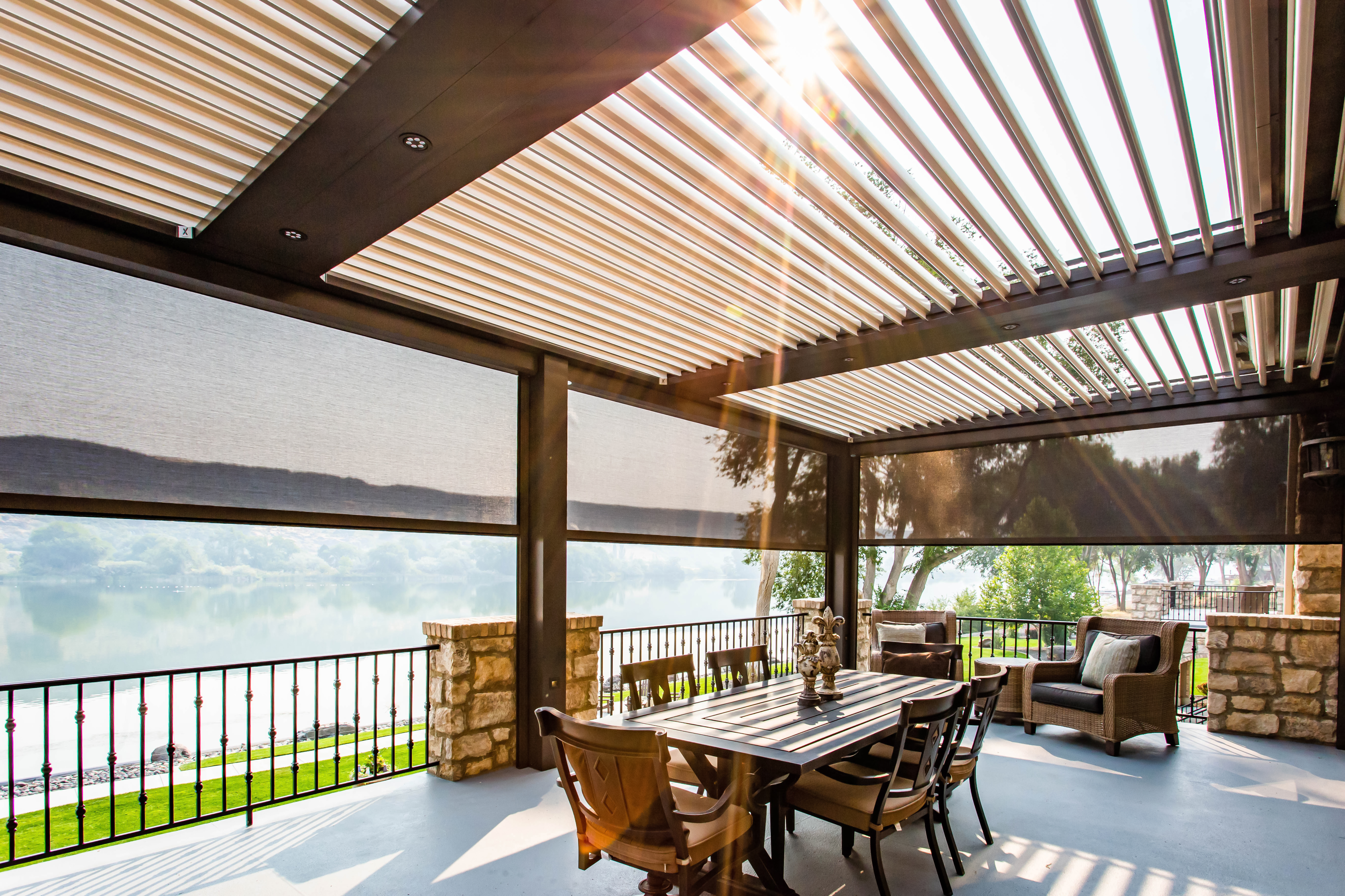 Louvered Pergola with Drop Shades — Queen Creek, AZ